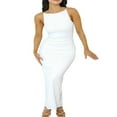 thumbnail image 1 of Femmes Bodycon Robes Spaghetti Sangle Sans Manches Serré Robe Longue Slit Club Partie Robe Blanche, 1 of 5