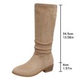 thumbnail image 6 of Rokment Women's Slouchy Mid Calf Boots Fashion Casual Solid Suede Pointed Toe Stacked Heels Pull On Knee-High Tall Dress Boots Fall Winter, 6 of 6