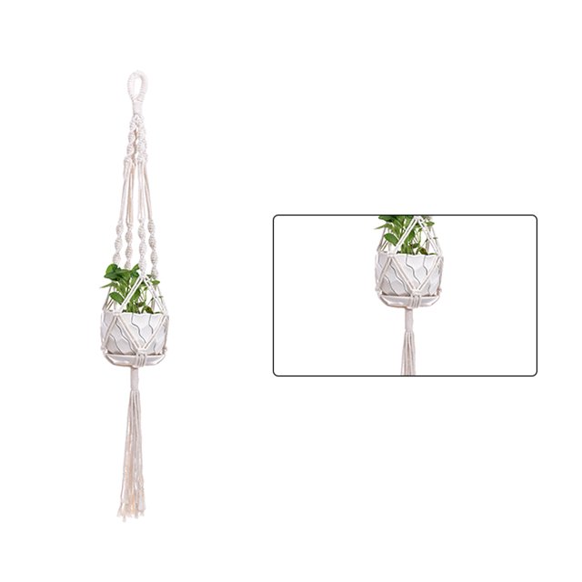 Advancent Cestas colgantes 100 hechas a mano, soporte para plantas, macramé, colgador de plantas, maceta para colgar en la pared interior, soporte para Jardín y Patio No.21 Advancent HA001777-21