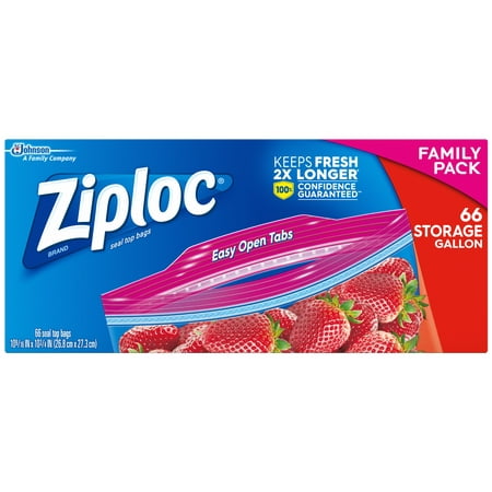 Ziploc Storage Bags, Gallon, 66 ct (Best Food Storage Bags)