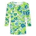 thumbnail image 5 of CYMMPU Blouses for Women Dressy Casual Round Neck Spring Tops Summer Trendy Shirts Tunic Tops Flower Pattern Loose Fit 3/4 Sleeve Lightweight Basic Tees Multicolor XXL, 5 of 5