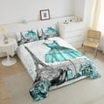 thumbnail image 4 of Fashion Woman Dress Bedding Sets Modern Comforter Set Twin Eiffel Tower Bedding Comforter Sets Teal Dress Perfume Print Down Comforter Romantic Makeup Themed Duvet Sets, 4 of 7