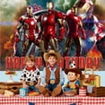 thumbnail image 3 of Iron Man Happy Birthday Anime Cartoon Theme Backdrops Banner Birthday Party Decor Supplies(5x3ft), 3 of 5