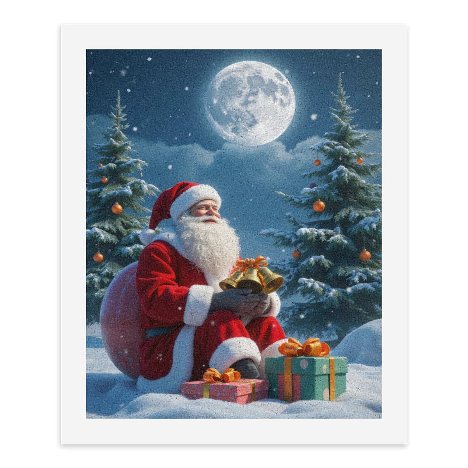 Paint By Numbers Kit for Adults Beginner - DIY Santa Winter Night Presents Moon Canvas Painting Kits for Adults, Frameless Paint By Number for Adults for Home Wall Decor 16x20 Inch