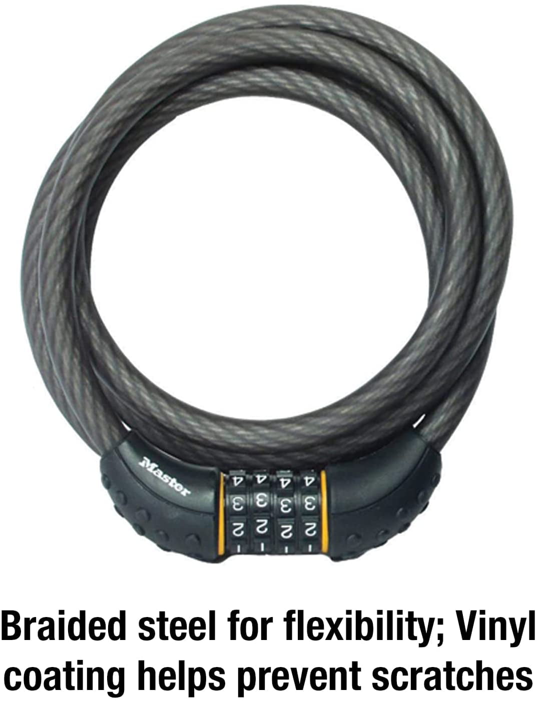 Cable Lock, Set Your Own Combination Bike Lock, 6 ft. Long, Black, 8122D