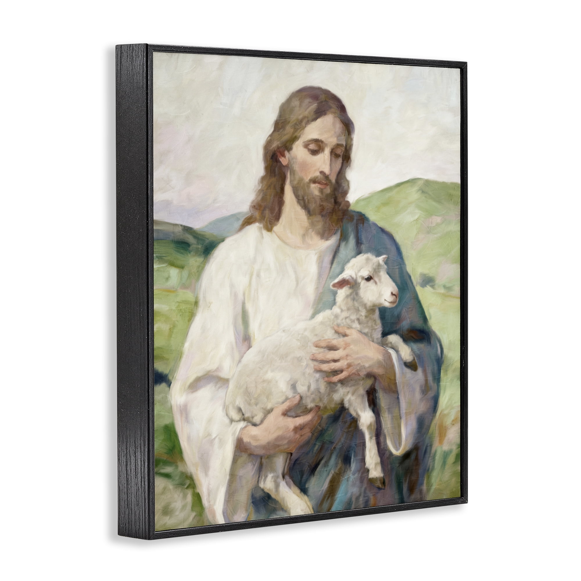 Stupell Industries Little Lamb & Spiritual Figure Black Framed Giclee Art, design by Kim Allen