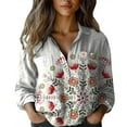 thumbnail image 2 of Texiao Women Cotton Shirt Printed Fashion Button Down Shirts Casual Tops Long Sleeve Blouse, 2 of 3