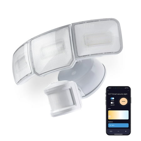 

Home Zone Security Smart SMD LED Outdoor Flood Light 3500LM 3000-5000K Adjustable Color Temperature Long & Wide 70’ x 240° Motion Sensor Detection WiFi Works w/ Alexa & Google Aluminum Heads