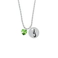 thumbnail image 2 of Delight Jewelry Lime Green Crystal Heart Silvertone Script Initial Disc - J - Charm Necklace, 20"+3", 2 of 4