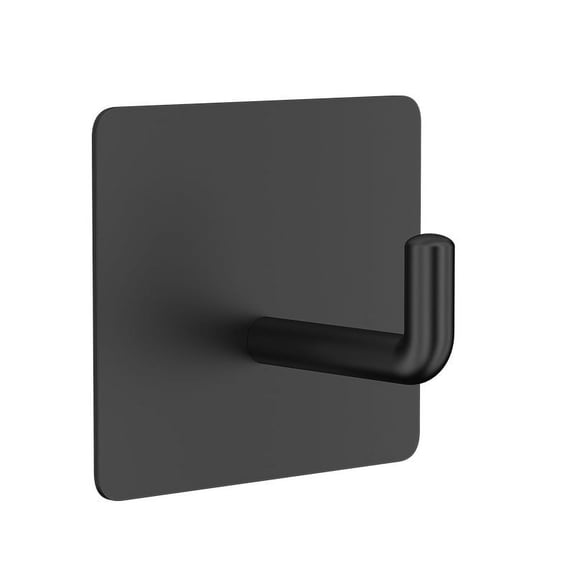 Nvzi 304 hebilla pegajosa de acero inoxidable gancho de 4 piezas sin agujero, gancho de cocina y baño, gancho de sombrero, gancho de toalla (negro, gancho de 90 °)