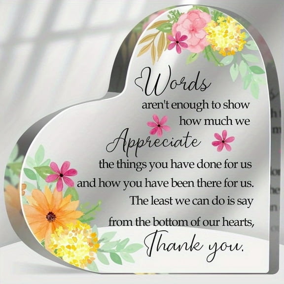 Thank You Gifts For Women Coworkers Boss Thank You Presents For Friends Teacher Appreciation Paperweight Desk Decor Plaque Inspirational Office Sign Acrylic Heart