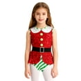 thumbnail image 2 of Mufeng Kids Girls Christmas Santa Elf Outfits Candy Cane Stripe Ballet Dance Leotard Stage Red 8, 2 of 7