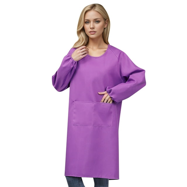 Unisex Kitchen Apron with Long Sleeves - Waterproof, Big Pockets, Adjustable Strap, Cooking/Baking/BBQ Apron