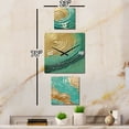 thumbnail image 3 of Designart "Surreal Spirals in Teal and Gold III" Abstract Spirals Oversized Wall Clock - Set Of 3 - Multipanel Clock For Living Room Décor - Large Contemporary Wall Clock, 3 of 6