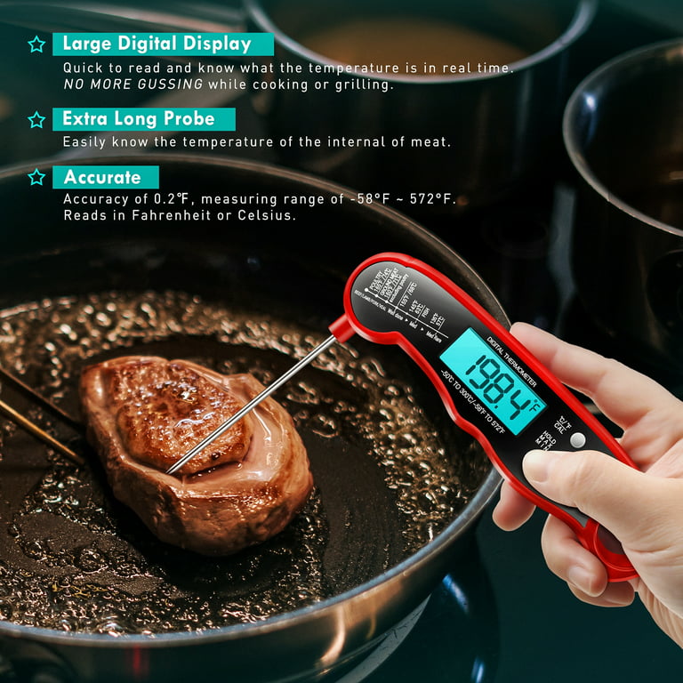 Digital Instant Read Food Meat Thermometer Cooking Thermometer Waterproof  for BBQ Grill Cooking Baking Smoker 
