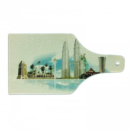 

Landscape Cutting Board East Kuala Lumpur Cityscape Buildings Palms Tropical Country Image Art Decorative Tempered Glass Cutting and Serving Board Wine Bottle Shape Multicolor by Ambesonne