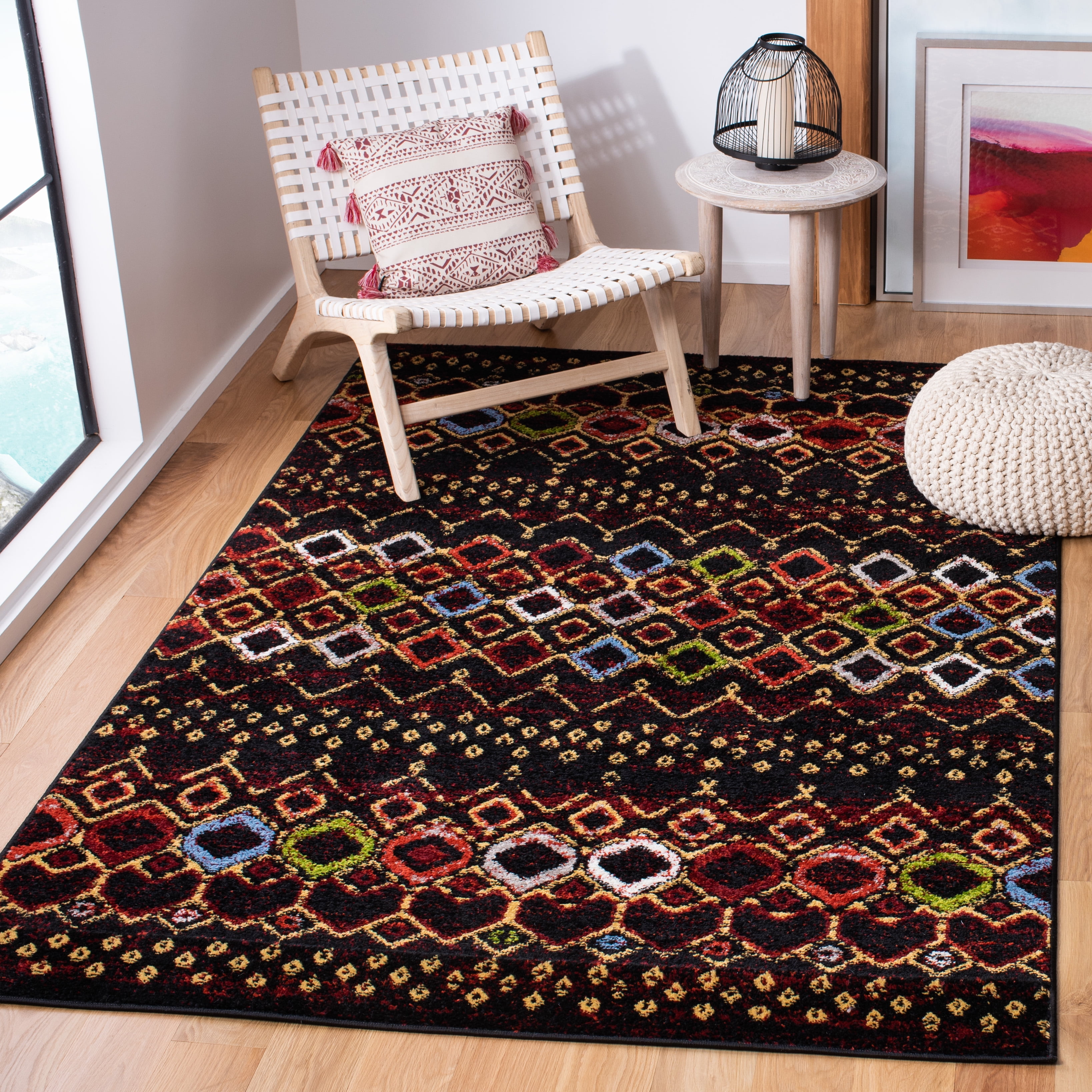 Safavieh Amsterdam Gladwin Geometric Area Rug, Black/Multi, 4' x 6'