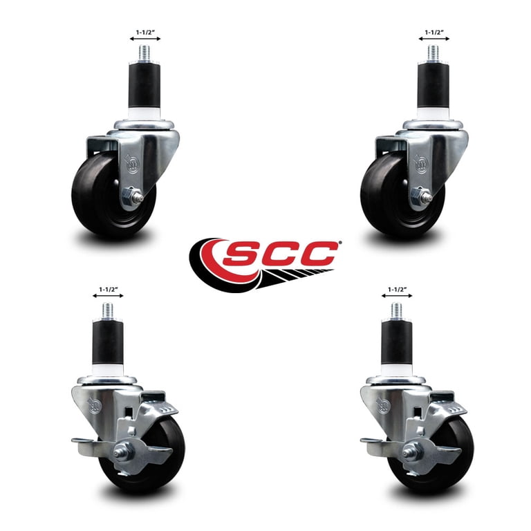 Inch Soft Rubber Wheel Swivel 1-1/2 Inch Expanding Stem Caster