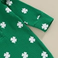 thumbnail image 3 of Okbabeha St Patricks Day Outfit Newborn Baby Boy Girl Shamrock Waffle Romper Lucky Clover Onesie Jumpsuit One Piece Clothes, 3 of 7