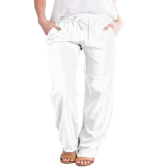 Womens Casual Sweatpants Straight Leg Drawstring Elastic High Waist Loose Comfy Pants Trousers with Pockets