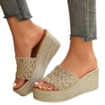 thumbnail image 1 of DAFEI Womens Sandles Wide Size European and Summer New Thick Soled Linen Rope Woven Beach Slippers for Women, 1 of 8