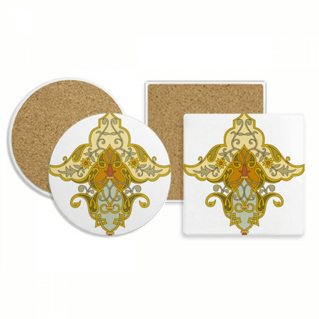

modern flower baroque pattern coaster cup mug holder absorbent stone cork base set