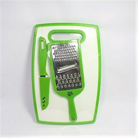 Cutting Board with 3 in 1 Grater and Knife Green (Best Grater For Zucchini)