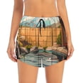 thumbnail image 2 of Goofa Tranquil Garden Landscape Printed Women 2 in 1 Running Shorts,Quick Dry Athletic Workout Shorts,High Waisted Athletic Shorts with Liner Pockets-XX-Large, 2 of 9