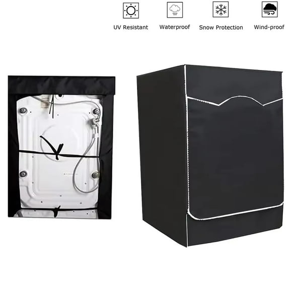Washer and Dryer Covers, Portable Washer Cover with Zipper Design Dustproof Waterproof Laundry Covers for Washer and Dryer, Washing Machine Cover Fit for Most Machine(Black)