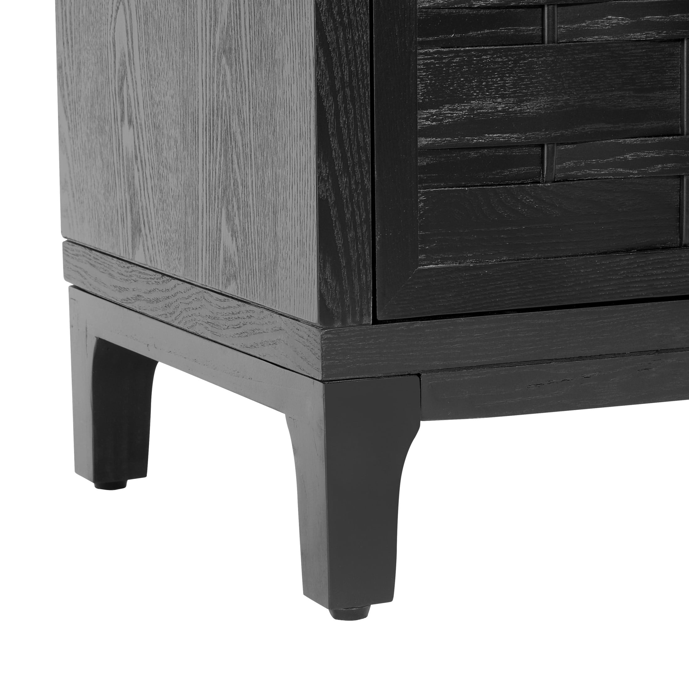 Christopher Knight Home 59" Modern Sideboard Storage Cabinet with Woven Fronts, 4 Doors, Black