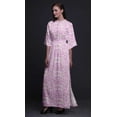 thumbnail image 2 of Bimba Rayon Floral & Leaves Smocked Waist Printed Gown Maxi Side Slit LadiesÂ&nbsp;Dress-Large, 2 of 6