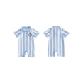 thumbnail image 2 of BemeyourBBs Newborn Baby Baby Football Outfit Infant Baby Boys Summer Fall Clothes Football Romper 0 3 6 12 18 Months Striped Soccer Print Short Sleeve Half Button-up Collared Jumpsuit Playsuit, 2 of 9
