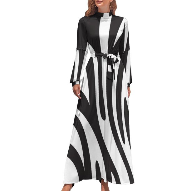 Vestido largo con estampado de cebra de moda Vestido largo mujer elegante chic vestidos de mujer promoción