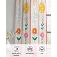 thumbnail image 6 of Spring Easter Sheer Curtains 63 Inch Length 2 Panels Set for Living Room/Bedroom, Pink Yellow Vintage Eggs Floral Botanical Kitchen Curtains Grommet Semi-Sheer Curtains Window Treatments 42"x63"x2, 6 of 7