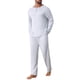 thumbnail image 2 of INSPIRAR CHIC Conjunto de Pijamas Casuales de 2 Piezas de Manga Larga de Color Sólido con Cuello Redondo para Hombre S Gris Blanco, 2 of 5