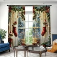 thumbnail image 4 of WNOOHIY Christmas Wreath Stocking Gift Pattern Decorative Curtains for Living Room Bedroom, Set of 2 Panels, 4 of 8