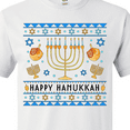 thumbnail image 4 of Inktastic Happy Hanukkah Sweater Style Design with Menorah and Dreidel T-Shirt, 4 of 5