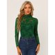 thumbnail image 2 of Blusa de encaje floral transparente Allegra K Verde Oscuro XS para mujer, 2 of 6