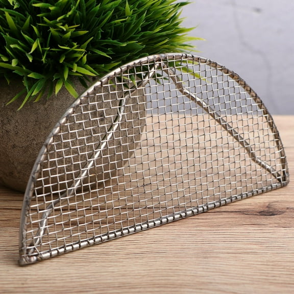 OUNONA Portable Stainless Steel Half-Moon Grill with Detachable Parts for Outdoor Camping, Backyard BBQ, Tailgating, and Picnic Use