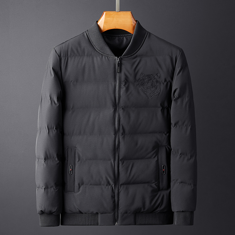 Men's Thicken Cotton Jacket, Winter Baseball Collar Jacket Warm Coat Sweatshirt Jacket Outwear Coat, Winter Cotton Clothing Heating Cotton Jacket with Embroidery Design - image 1 of 8