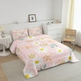 thumbnail image 2 of White Daisy Comforter Set,Flower Leaves Bedding Set Bedroom Decor,Botanical Floral Print Quilt Set Soft Polyester Duvet, 2 of 6