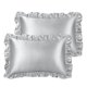 thumbnail image 1 of Funda de Almohada Satinada con Volantes PiccoCasa Juego de 2 43x63cm Plata, 1 of 6