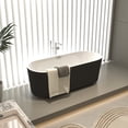 thumbnail image 2 of Seetaras 59" Acrylic Freestanding Bathtub with Pleated Design,Chrome Overflow Pop-Up Drain,Gloss Black Finish,Oval Shape Alone Stand Bathtub for Hotel Home Bathroom, 2 of 8