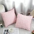 thumbnail image 4 of COOKCOK Bow Throw Pillow Covers 18x18 Set of 2 Decorative Pillow Covers Soft Plush Faux Wool Aesthetic Pillowcases Preppy Room Decor for Bed Sofa Couch Living Room, Pink, 4 of 7