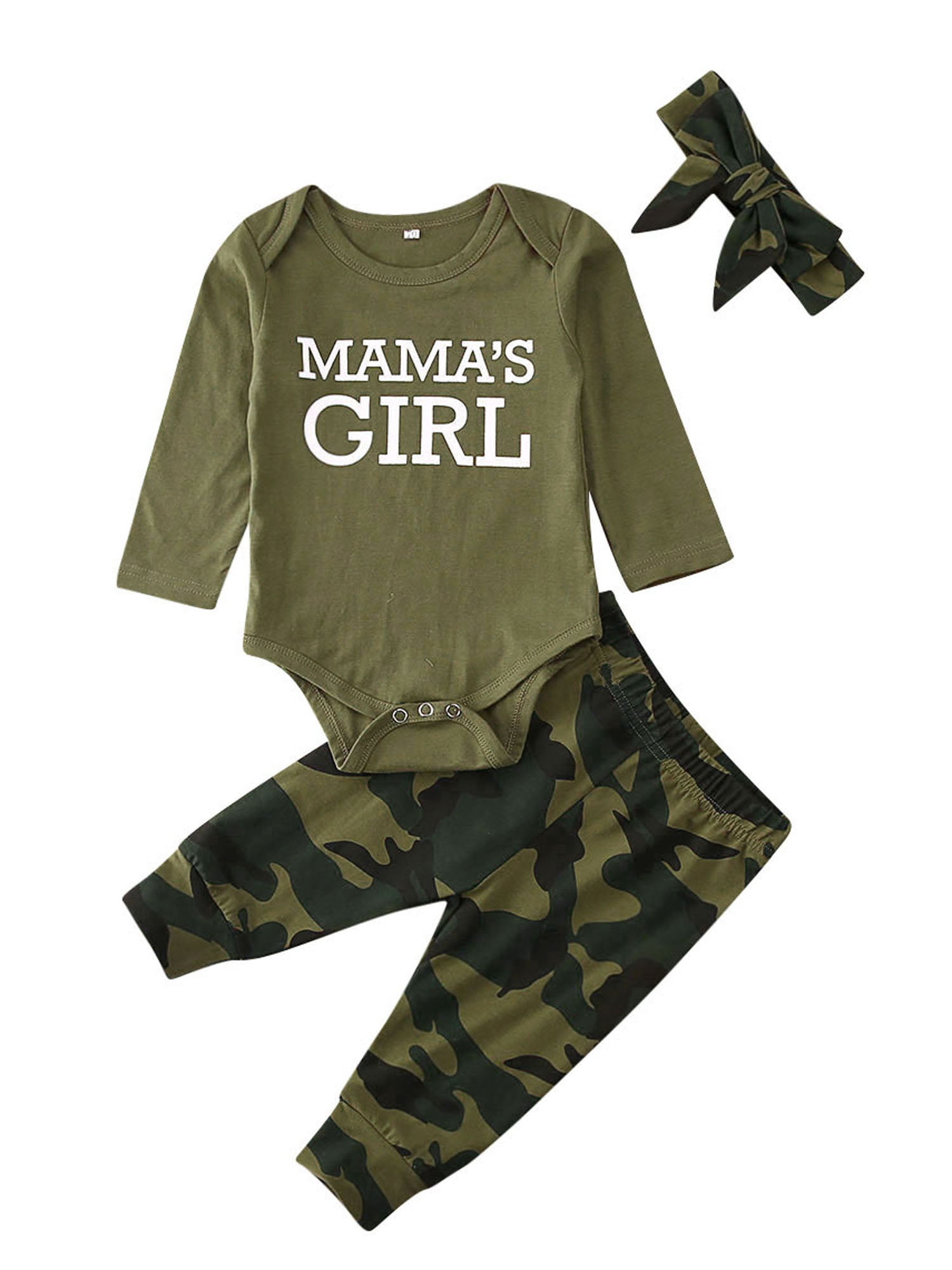 Newborn Boy Outfits Clothes Set Baby Camouflage Clothing Mama's BOY Long Sleeve Romper and Pants with Hat 0-24 Months