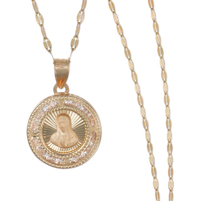 Collar De Medalla Imperial Jewlery Virgen De Oro 10k
