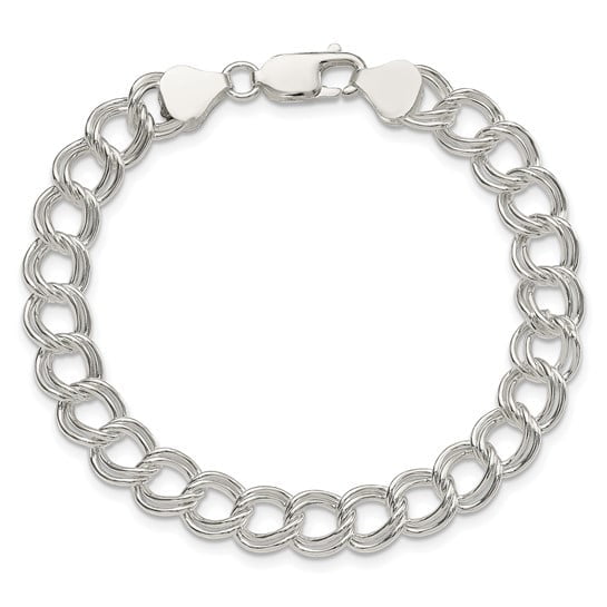 Auriga Fine Jewelry 925 Sterling Silver 7.75mm Double Link Charm Bracelet for Women 7"