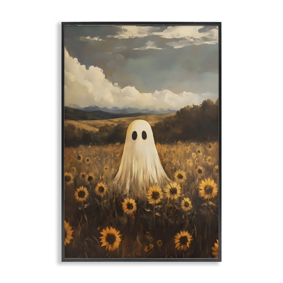 Stupell Industries French Country Ghost In Sunflower Field Black Framed Giclee Art, 12 x 18, by Arlington Prints