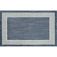 thumbnail image 3 of 2x3 Water Resistant, Small Indoor Outdoor Rugs for Patios, Front Door Entry, Entryway, Deck, Porch, Balcony | Outside Area Rug for Patio | Navy, Striped Border | Size: 2' x 3', 3 of 8