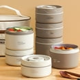 thumbnail image 4 of Round Lunch Box Portable Insulated Lunch Container Set Steel Box, 4 of 8